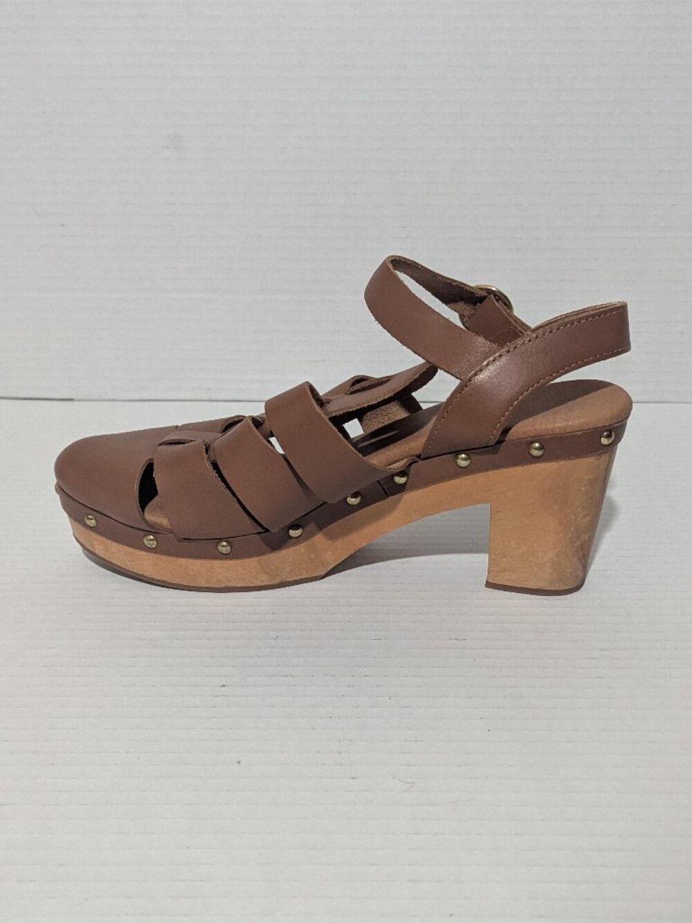 Anthropologie Pilcro Fisherman Clog Heels 8.5 Leather Retro Boho Shoes - Picture 4 of 11